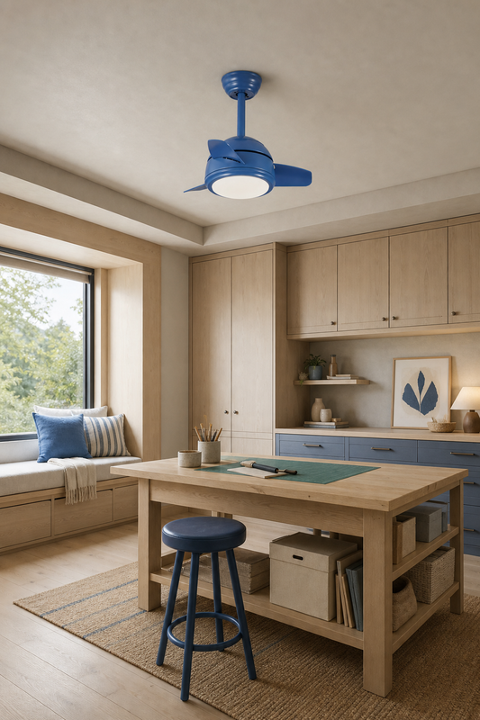 Blue Compact Ceiling Fan with Light - FAN930-03