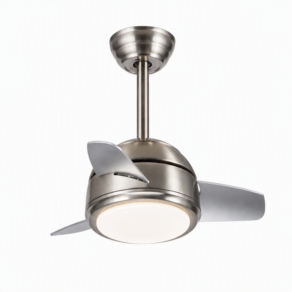 Satin Nickel Compact Ceiling Fan with Light - FAN930-04
