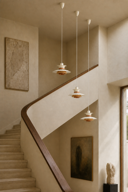 Layered Aluminum and Walnut Pendant Light
