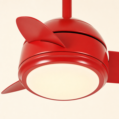 Red Compact Ceiling Fan with Light - FAN930-02