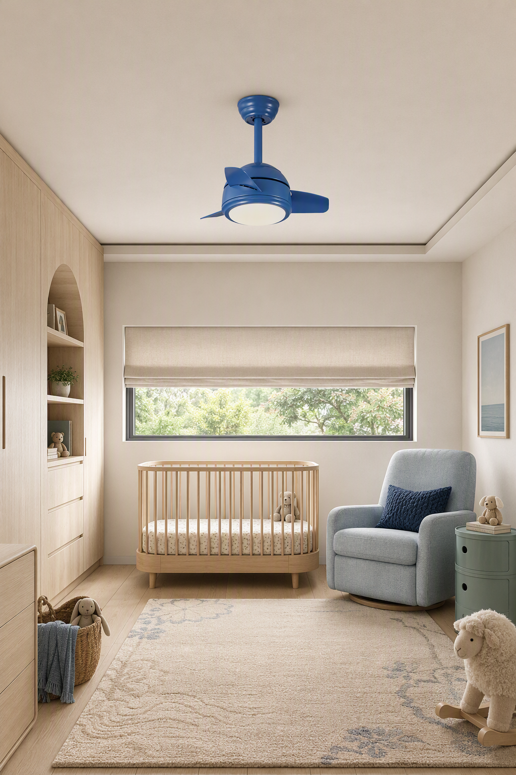 
Blue Compact Ceiling Fan with Light - FAN930-03