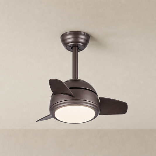 
Brown Compact Ceiling Fan with Light - FAN930-05 — Brown clean installed product view on a warm neutral ceiling background