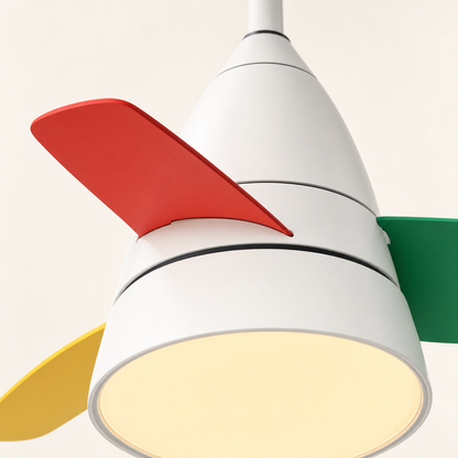 White Multicolor-Blade Ceiling Fan with Light - FAN931-01
