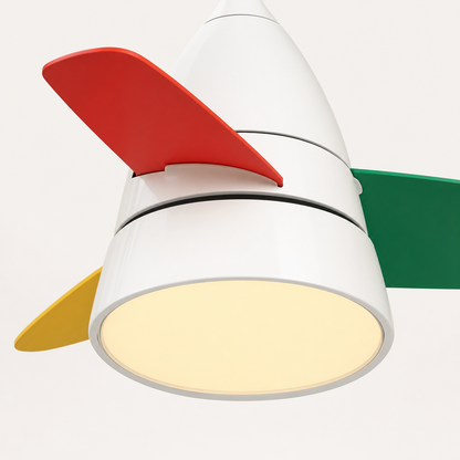 White Multicolor-Blade Ceiling Fan with Light - FAN931-01