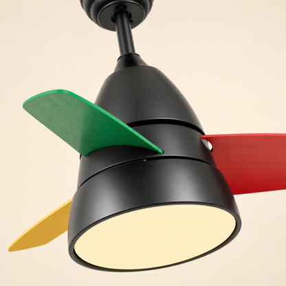 Black Multicolor-Blade Ceiling Fan with Light - FAN931-02