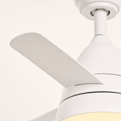 All-White Compact Ceiling Fan with Light - FAN931-03