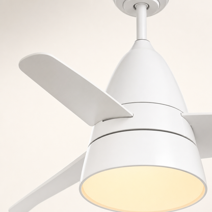 All-White Compact Ceiling Fan with Light - FAN931-03